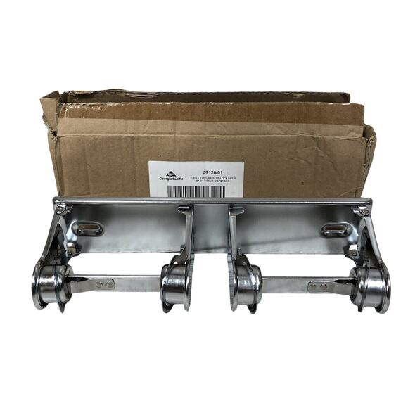 Georgia Pacific 2-Roll Chrome Self-Lock Bath Tissue Toilet Paper Dispenser 57120 - Picture 1 of 6